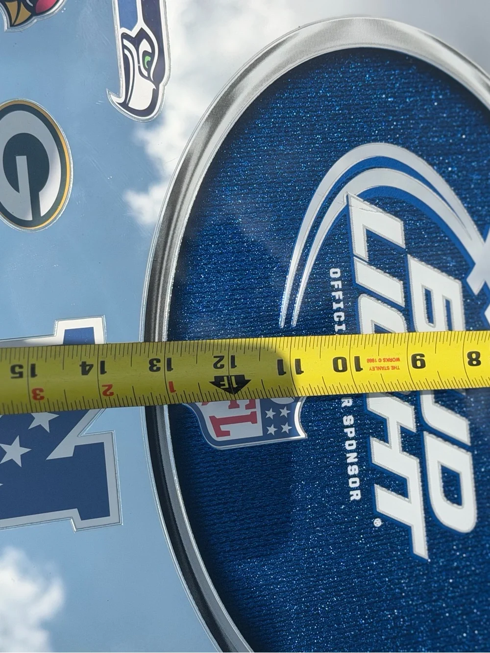 BUD LIGHT NFL OVAL MIRROR SIGN 32 TEAM HELMET LOGOS FRAMED 33x18 2011 Edition